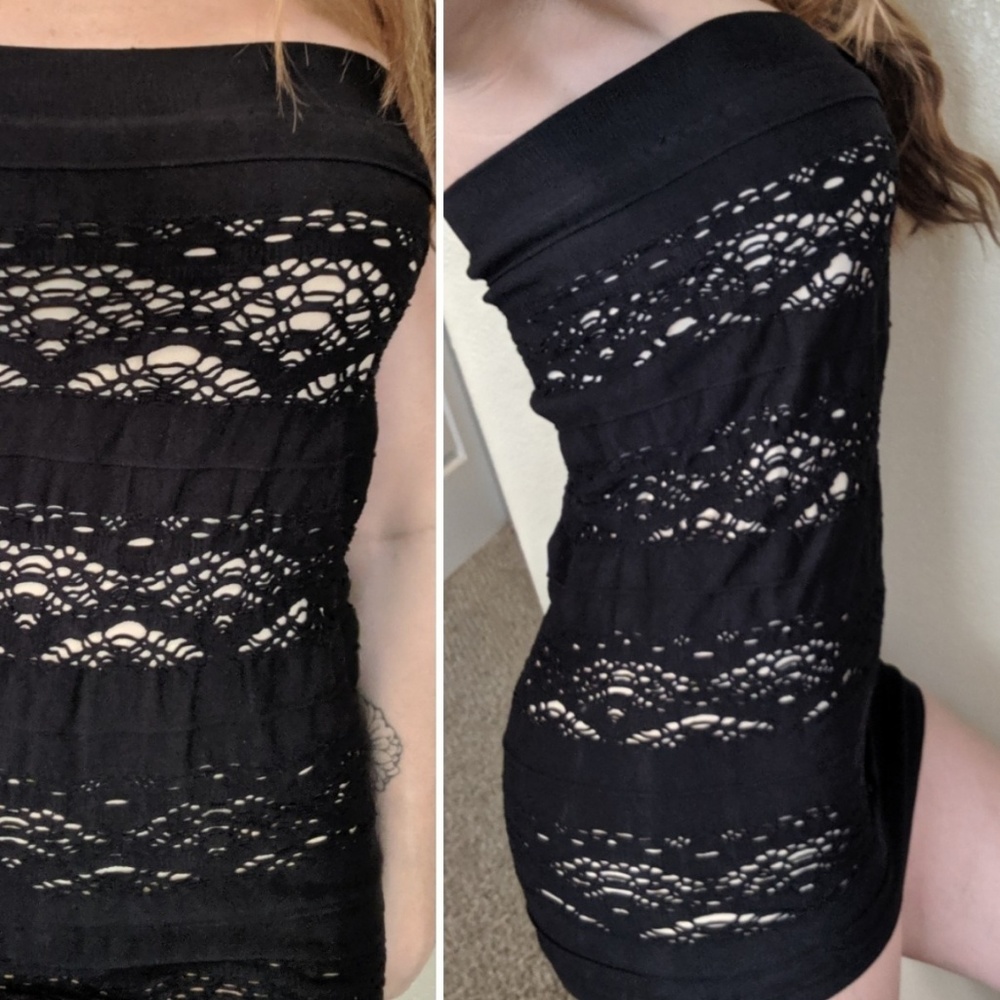 Bebe Strapless Lace Tunic M/L